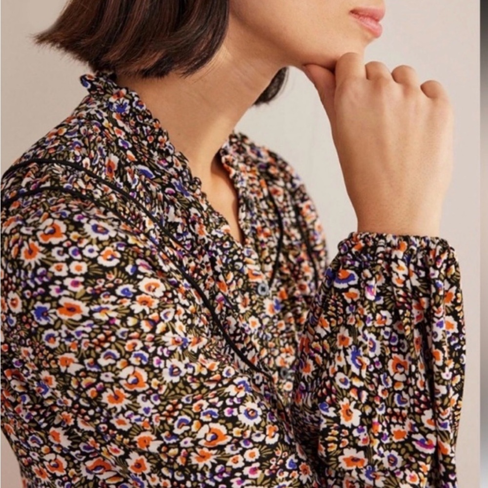 Boden Ruched Yoke Floral Blouse - Picture 2 of 7